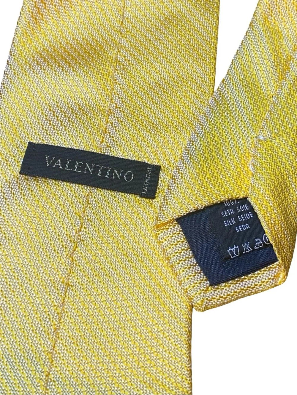 Valentino Yellow Textured Silk Tie